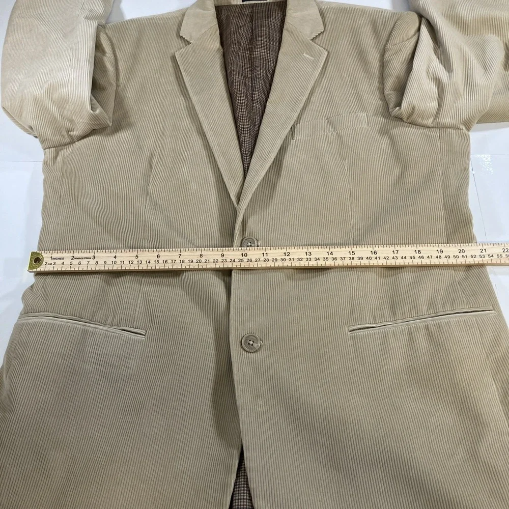 Saddlebred Mens 42L Beige Corduroy Blazer Sport Coat Cotton Jacket Long